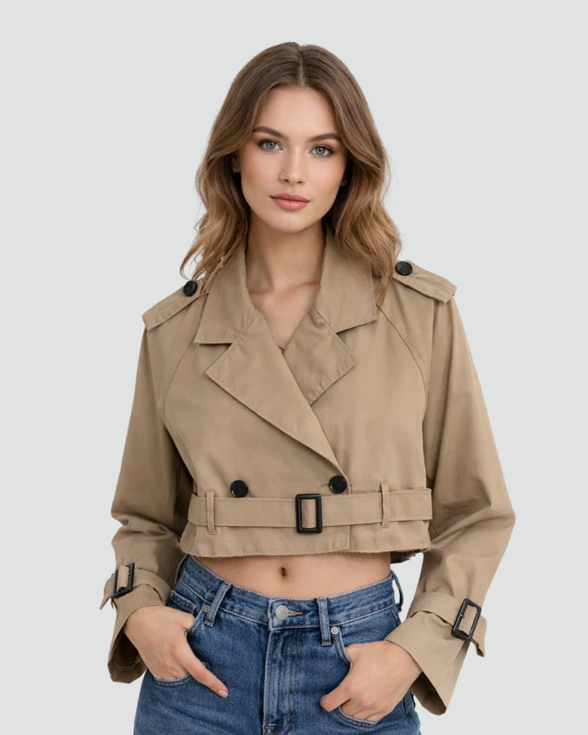 Loovay Mireya Cropped Trenchcoat