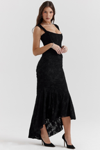 Loovay Ivoria Maxi Jurk met Gerimpelde Rok