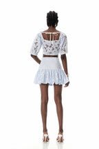 Loovay Fleurique, Witte Crop Top en Minirok Set