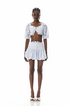 Loovay Fleurique, Witte Crop Top en Minirok Set