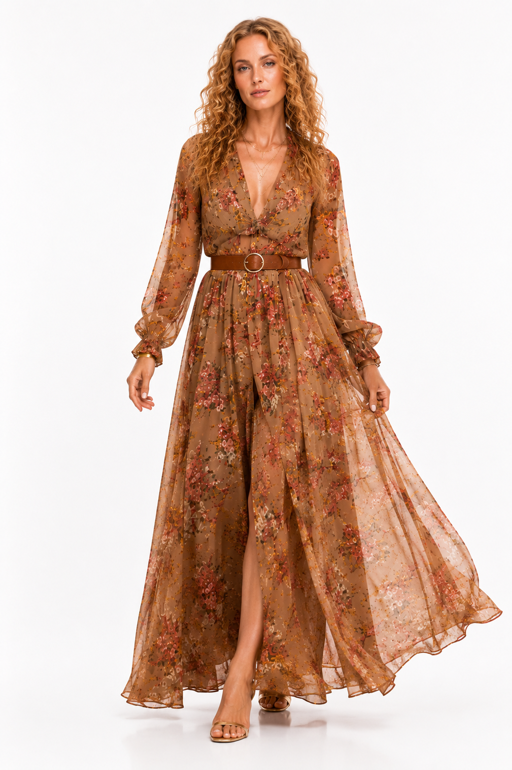 Loovay Fiorenza Maxi Jurk, Bohemian Bloemenprint
