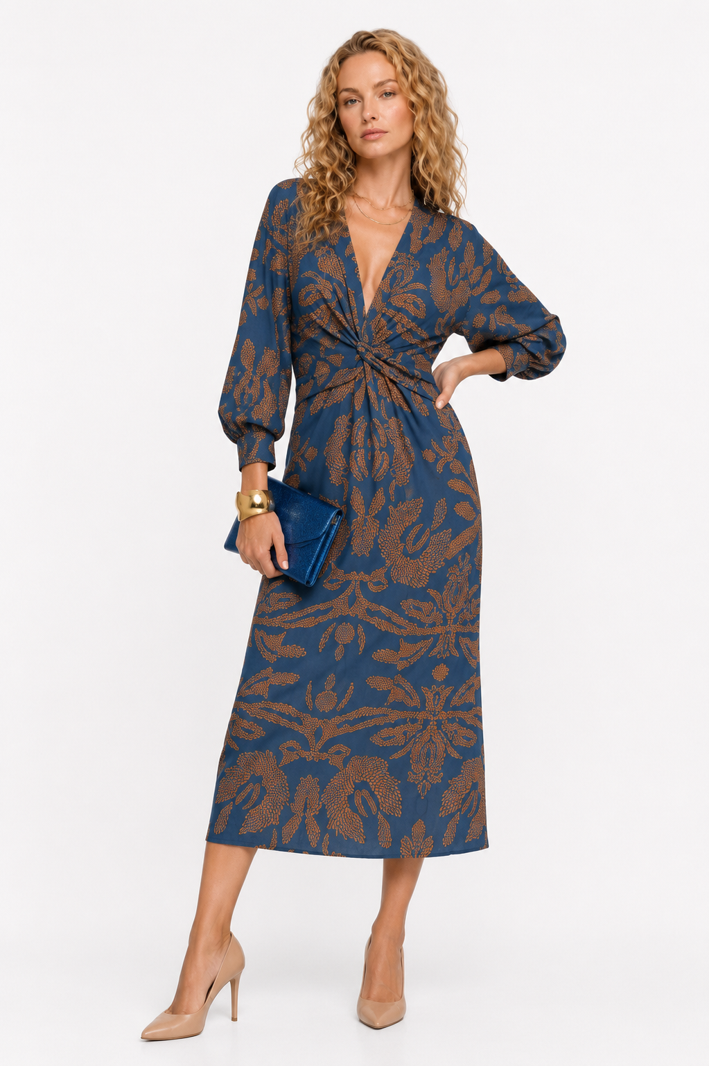 Loovay Valessa Maxi Jurk, Elegante V Hals
