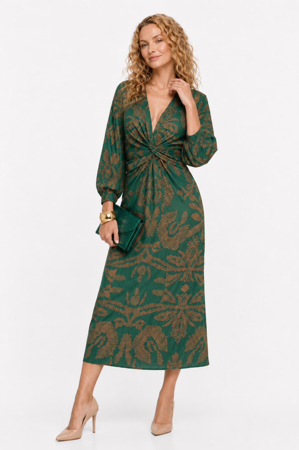 Loovay Valessa Maxi Jurk, Elegante V Hals