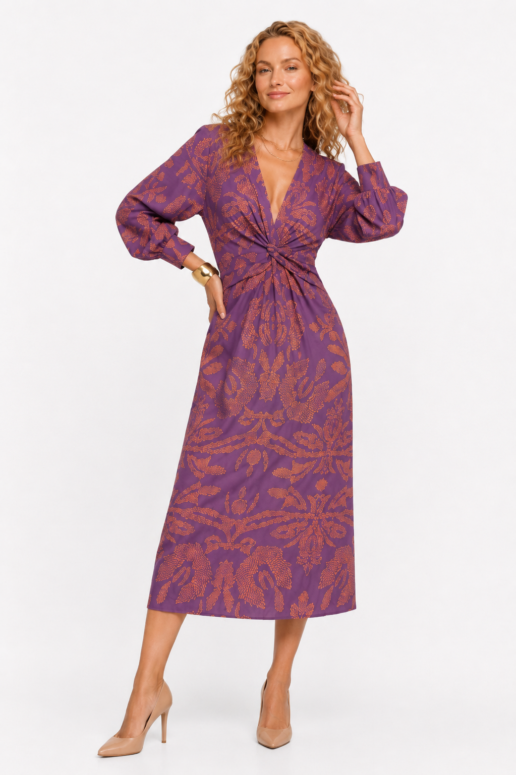 Loovay Valessa Maxi Jurk, Elegante V Hals