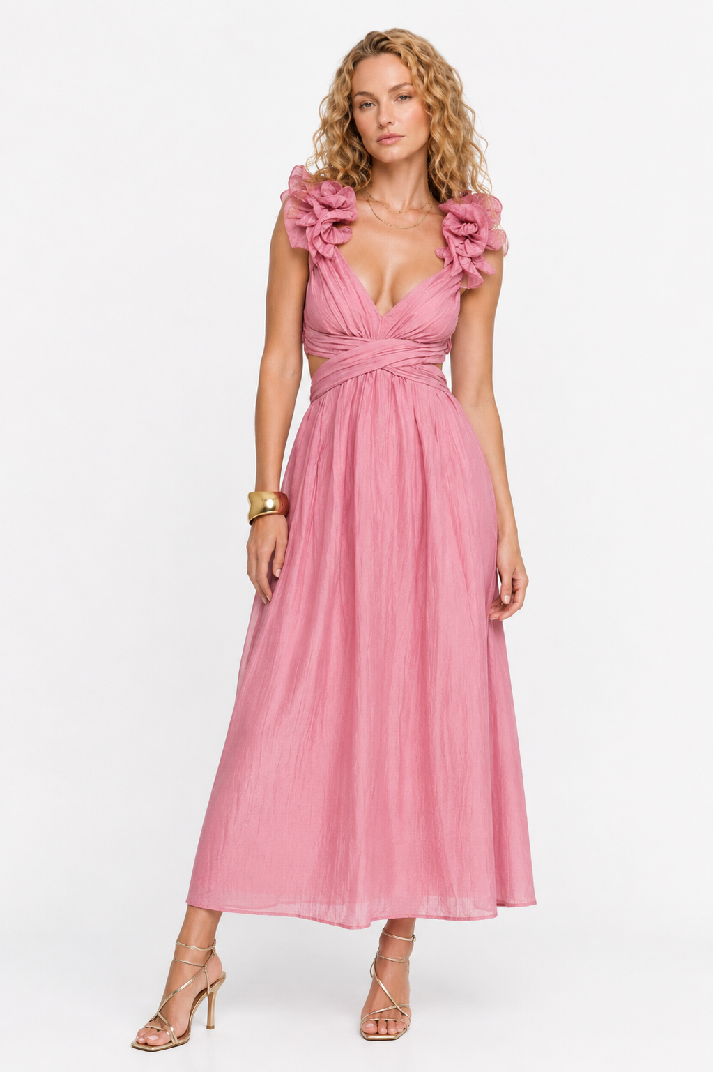 Loovay Amorelle Midi Jurk, Ruffle Detail