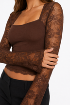 Loovay Rosavelle Top, Kanten Mouwen