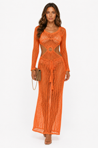 Loovay Solarelle Maxi Jurk, Gehaakt Netdesign