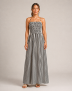 Loovay Rivora, Gestreepte Maxi-Jurk met Smocktop