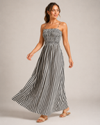 Loovay Rivora, Gestreepte Maxi-Jurk met Smocktop