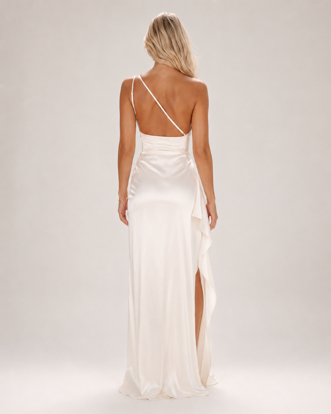 Loovay Selmira One-Shoulder Maxi-jurk met Hoge Split
