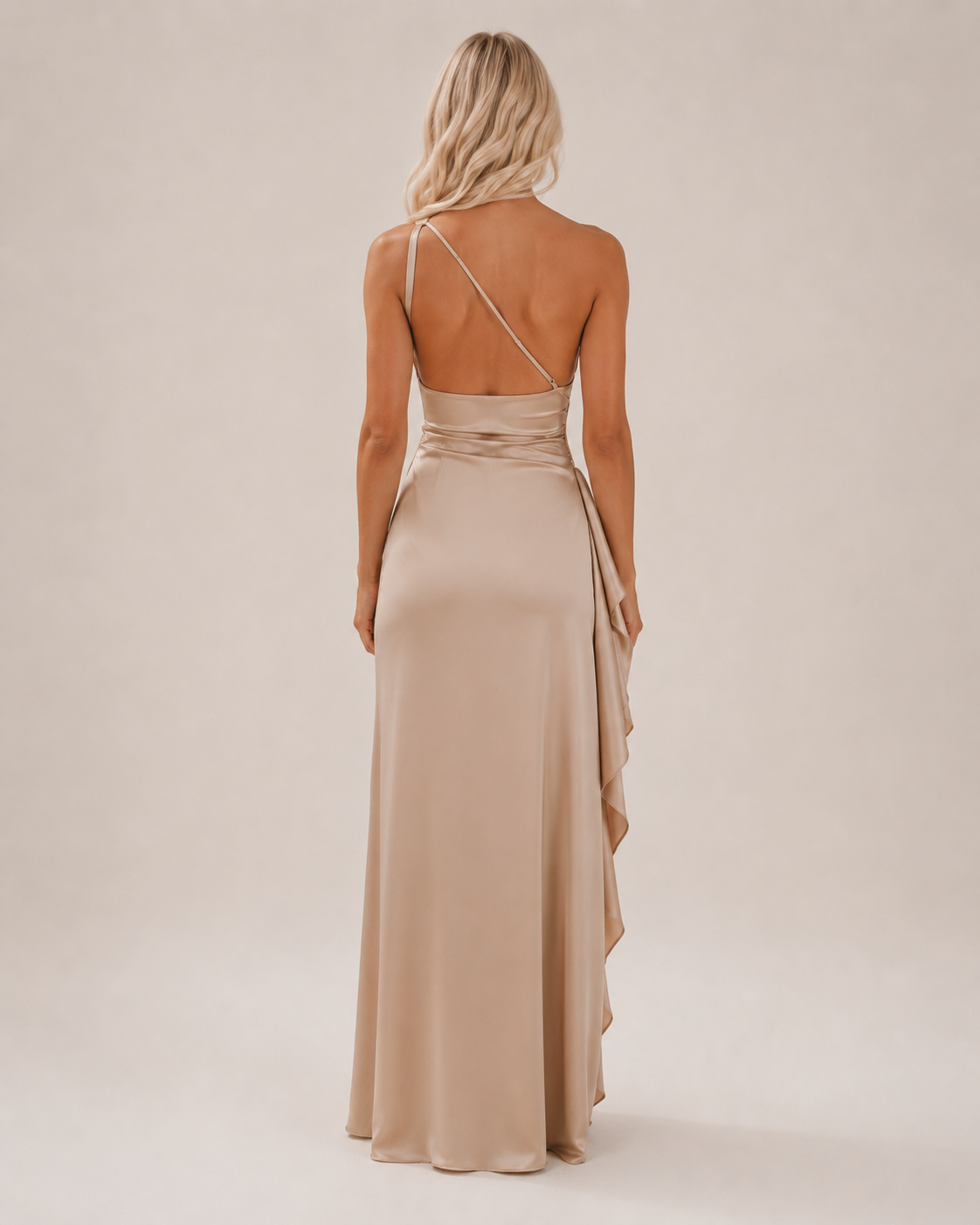 Loovay Selmira One-Shoulder Maxi-jurk met Hoge Split