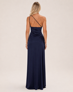 Loovay Selmira One-Shoulder Maxi-jurk met Hoge Split
