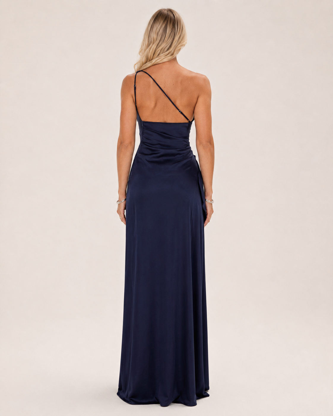 Loovay Selmira One-Shoulder Maxi-jurk met Hoge Split