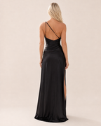 Loovay Selmira One-Shoulder Maxi-jurk met Hoge Split