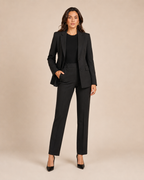 Loovay Cavelle Tweedelig Damespak, Getailleerde Blazer en Rechte Broek