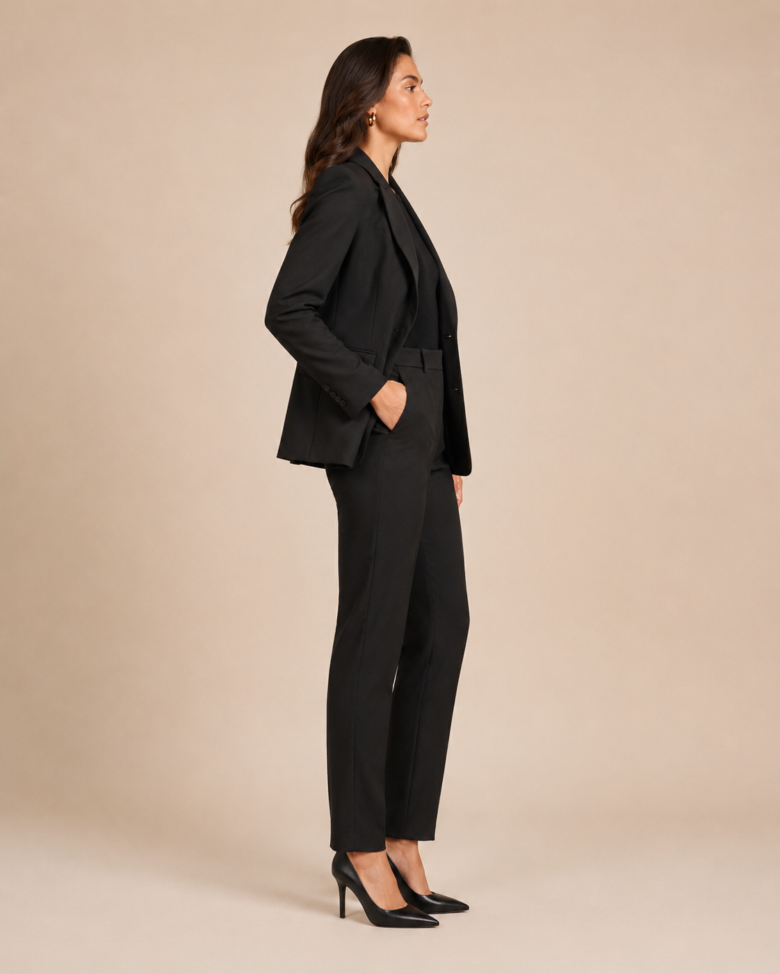 Loovay Cavelle Tweedelig Damespak, Getailleerde Blazer en Rechte Broek
