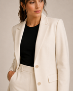 Loovay Cavelle Tweedelig Damespak, Getailleerde Blazer en Rechte Broek