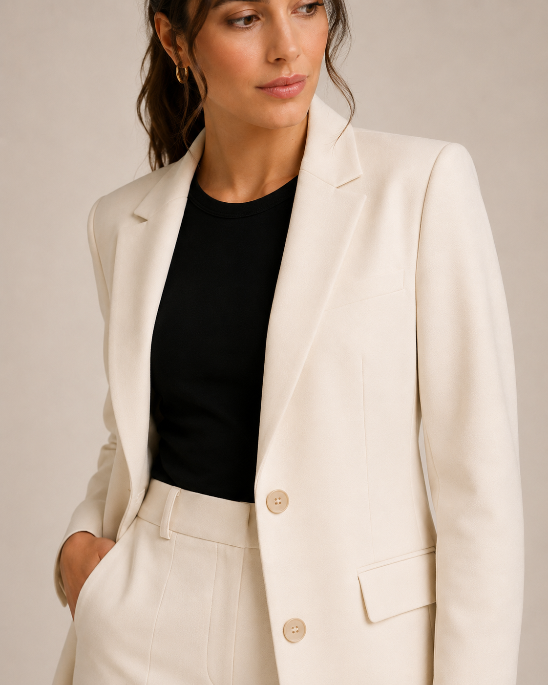 Loovay Cavelle Tweedelig Damespak, Getailleerde Blazer en Rechte Broek