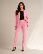 Loovay Cavelle Tweedelig Damespak, Getailleerde Blazer en Rechte Broek