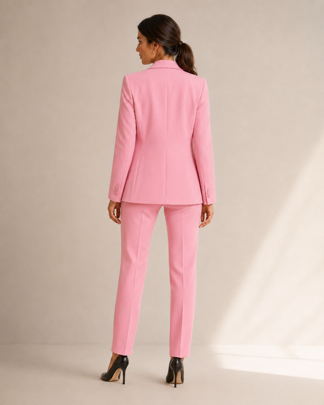 Loovay Cavelle Tweedelig Damespak, Getailleerde Blazer en Rechte Broek