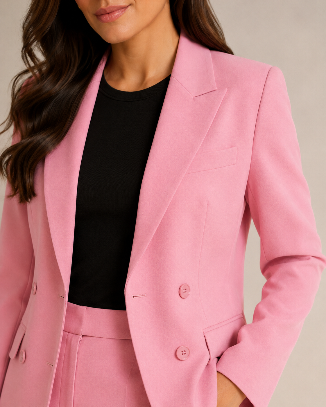 Loovay Cavelle Tweedelig Damespak, Getailleerde Blazer en Rechte Broek