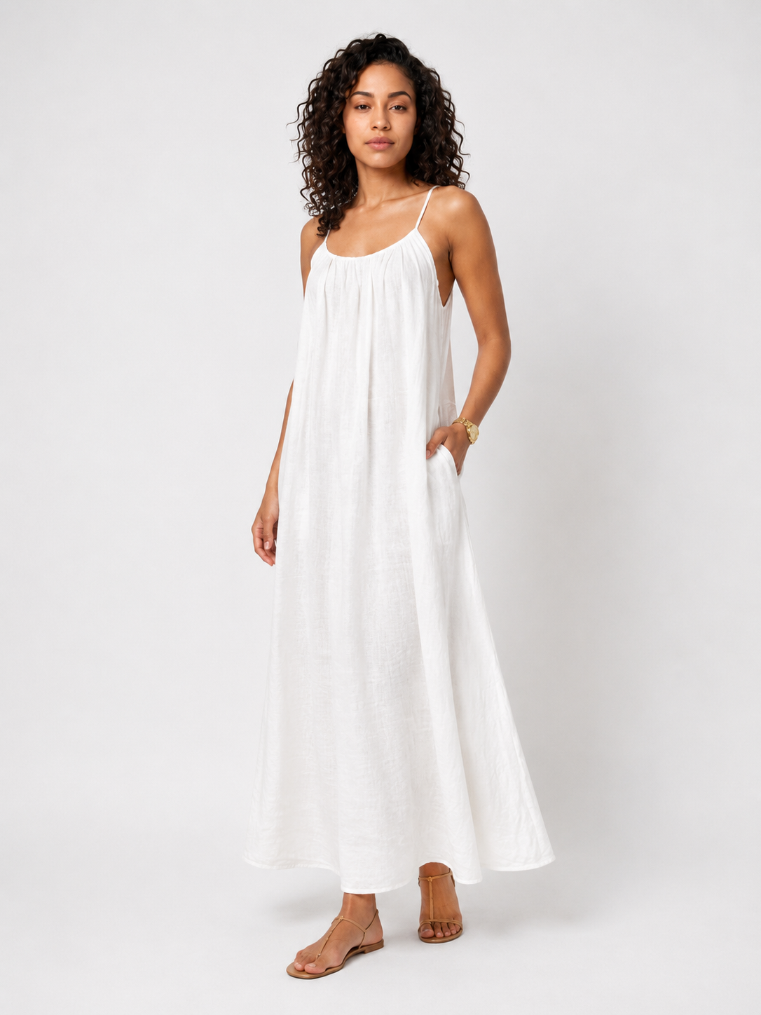 Loovay Solmira Maxi Jurk, Linnen Look