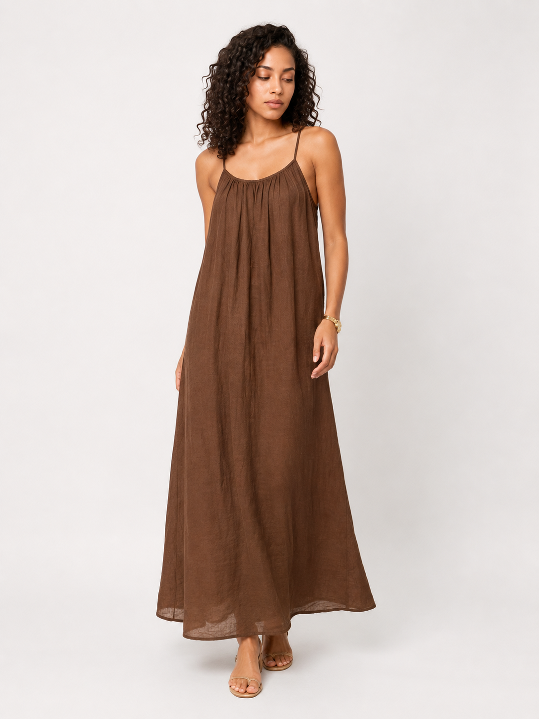 Loovay Solmira Maxi Jurk, Linnen Look