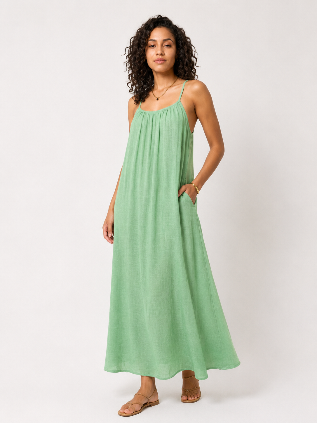 Loovay Solmira Maxi Jurk, Linnen Look