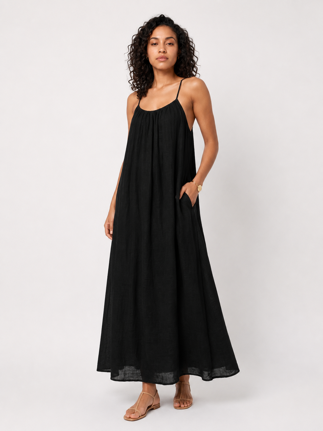 Loovay Solmira Maxi Jurk, Linnen Look