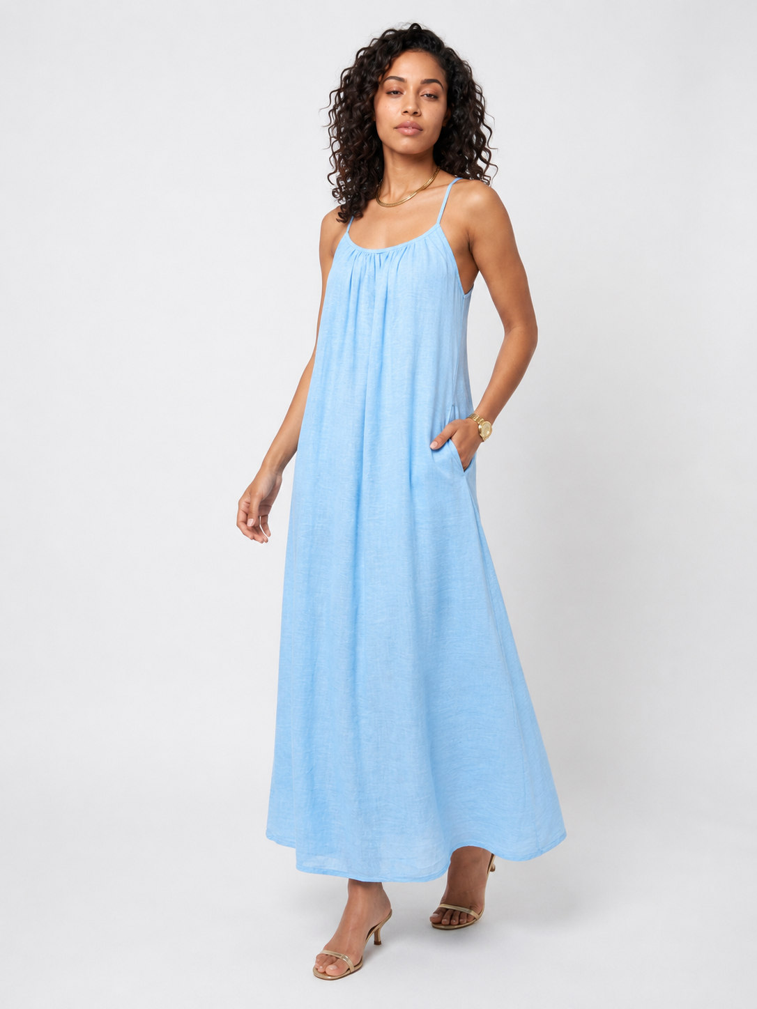 Loovay Solmira Maxi Jurk, Linnen Look