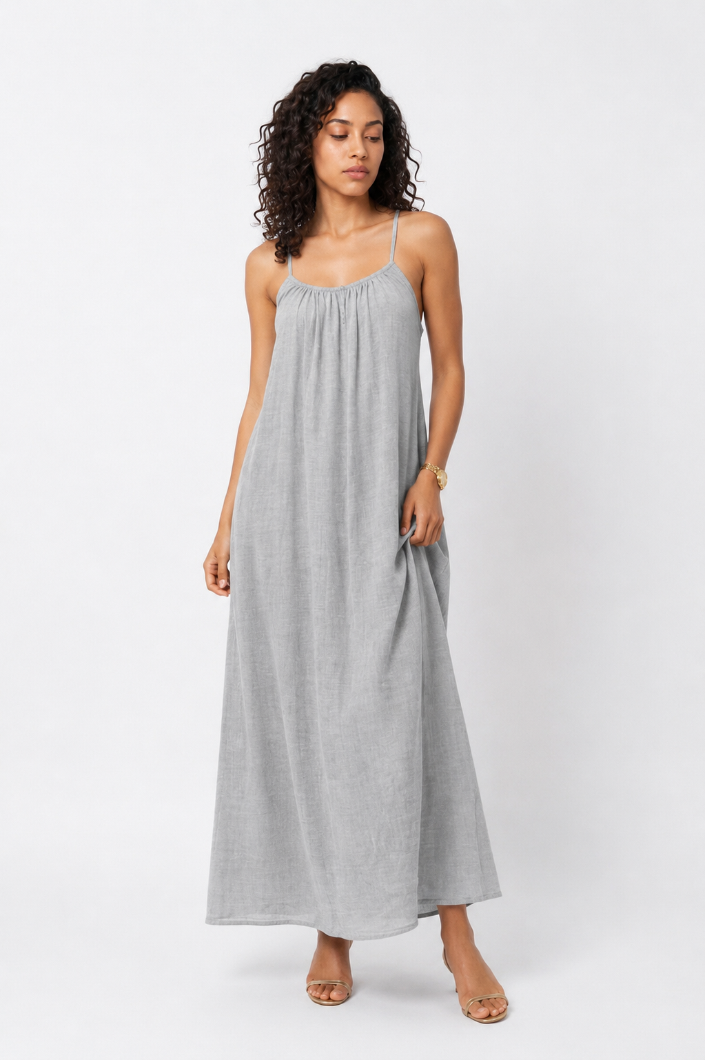 Loovay Solmira Maxi Jurk, Linnen Look