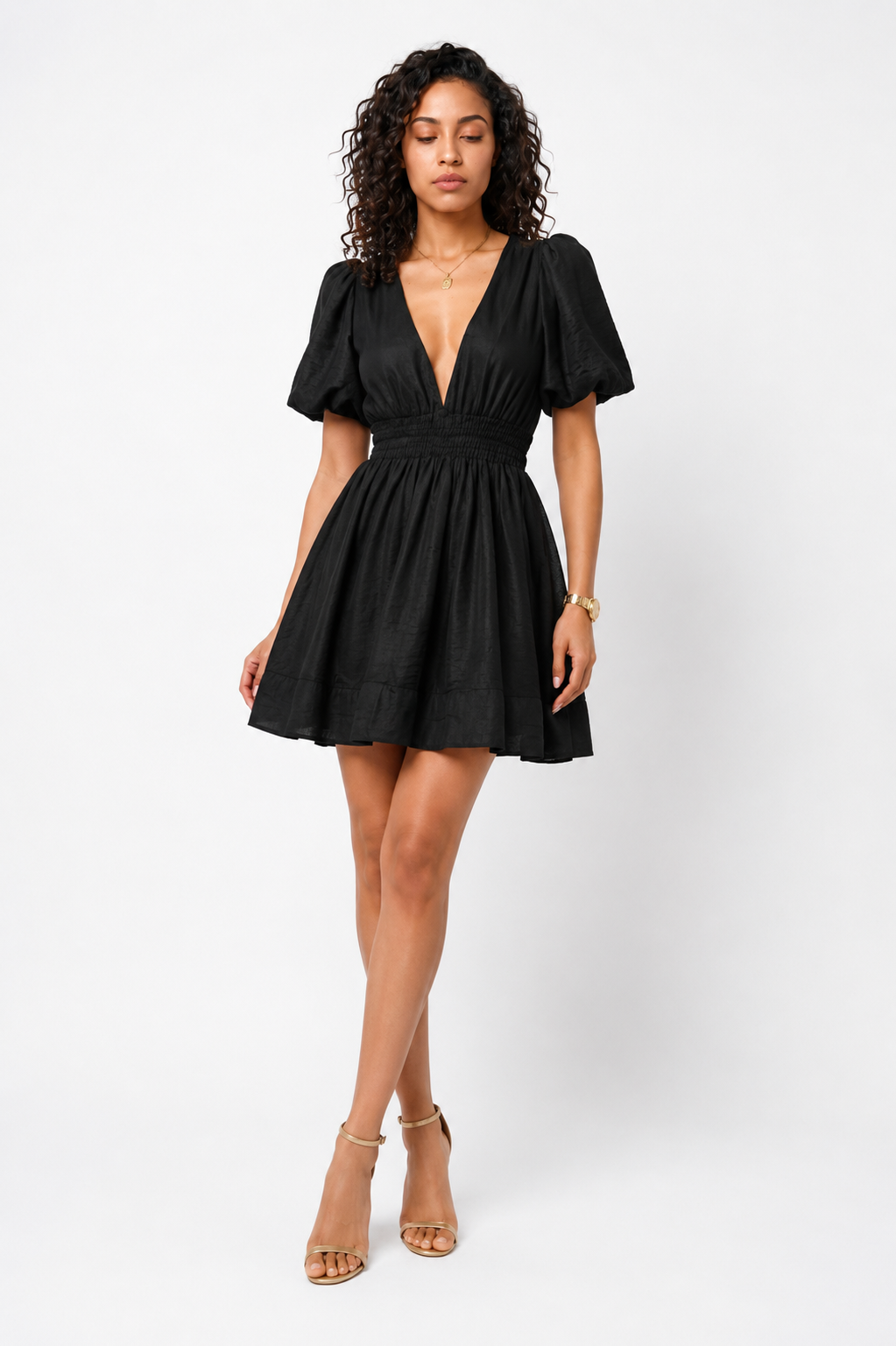 Loovay Evelisse Mini Jurk, Elegante V Hals