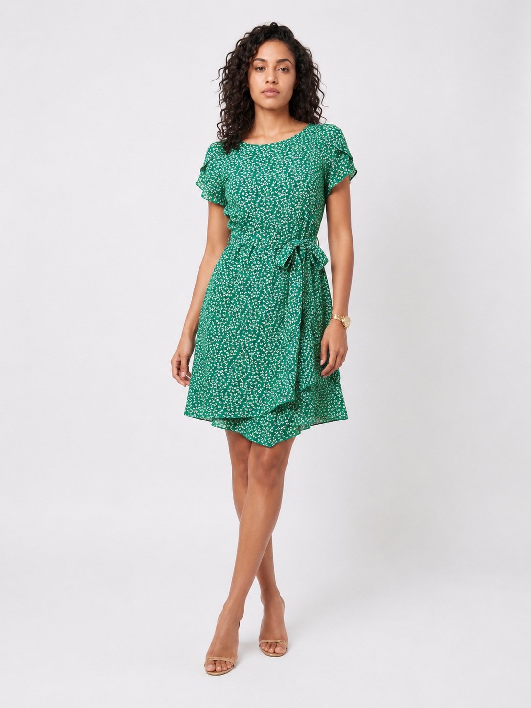 Loovay Floravie Midi Jurk, Bloemenprint