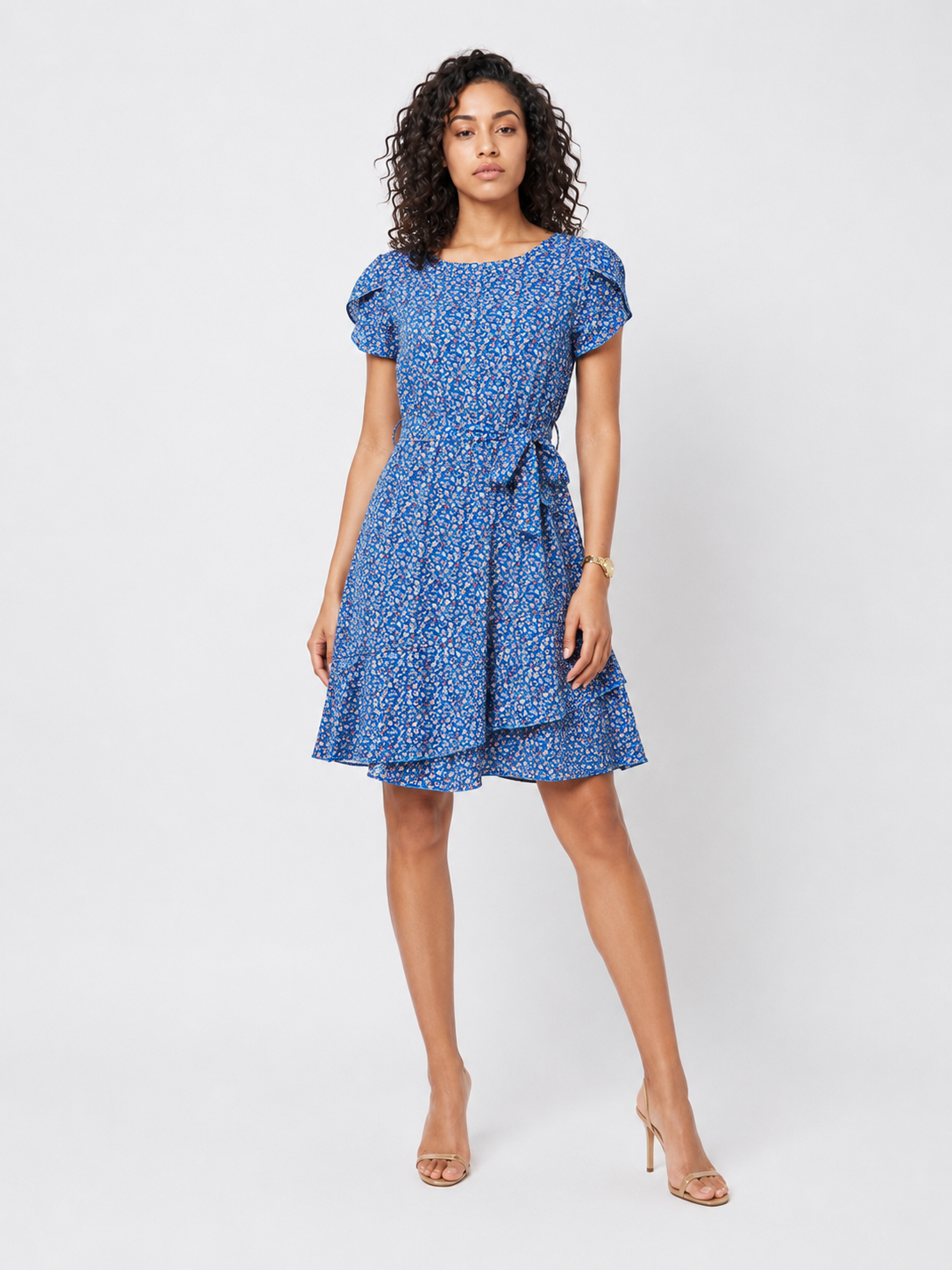 Loovay Floravie Midi Jurk, Bloemenprint