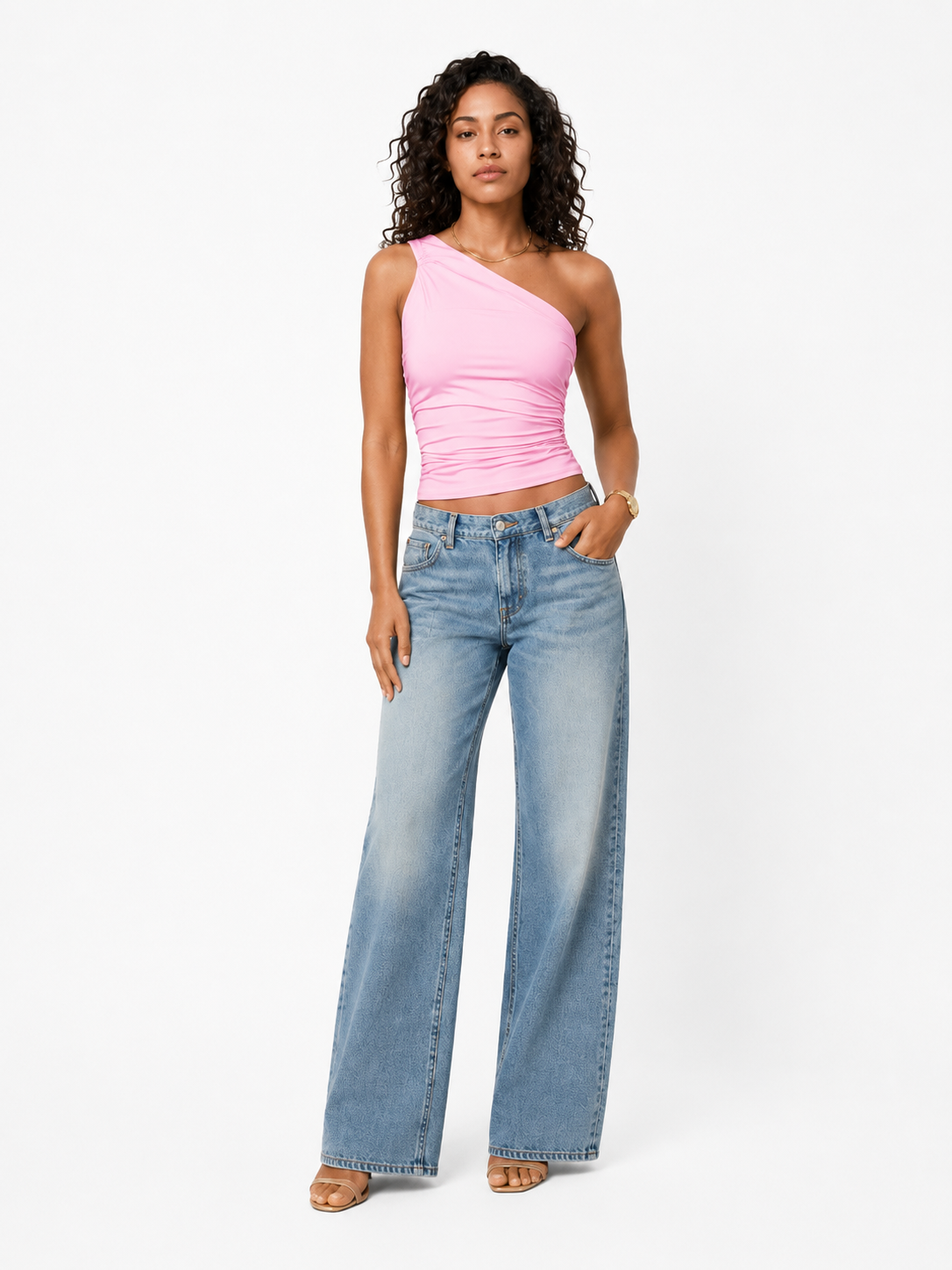 Loovay Veloura Top, Gedrapeerde One Shoulder