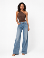 Loovay Veloura Top, Gedrapeerde One Shoulder
