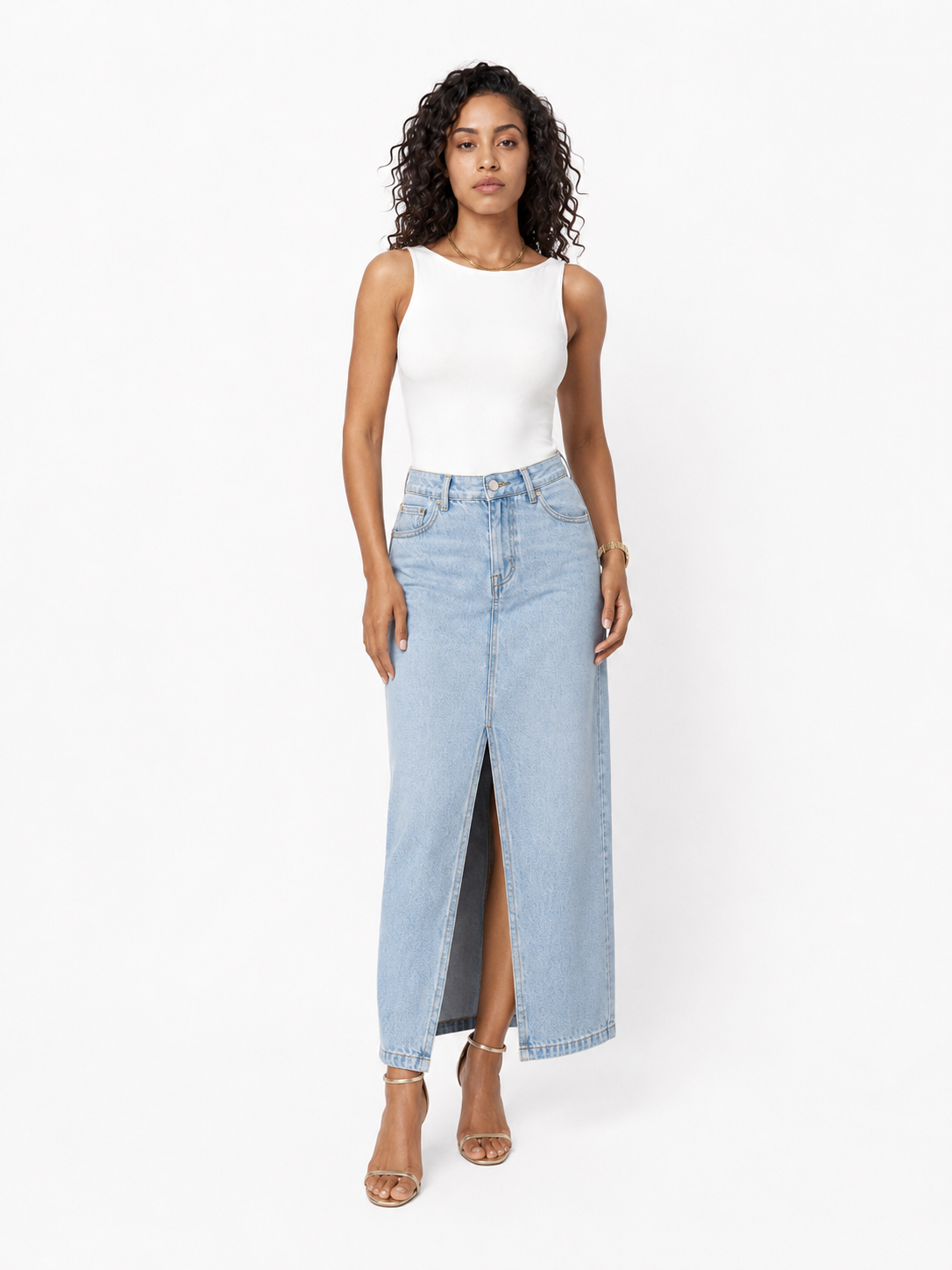 Loovay Denimara Midi Rok, Voorsplit