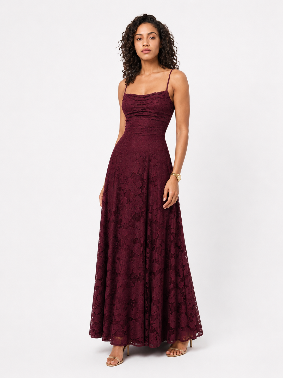 Loovay Amorelle Maxi Jurk, Kantdetails