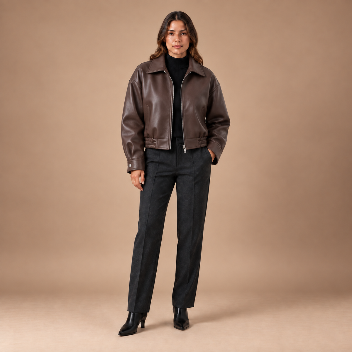 Loovay Evara Lederlook Blouson Jas