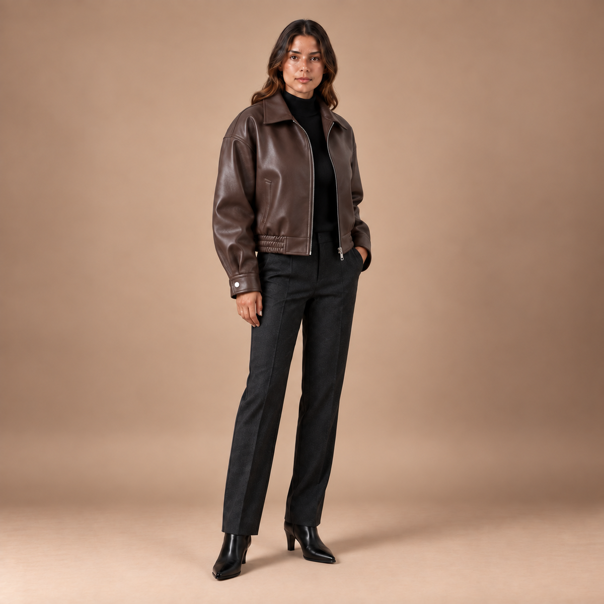 Loovay Evara Lederlook Blouson Jas