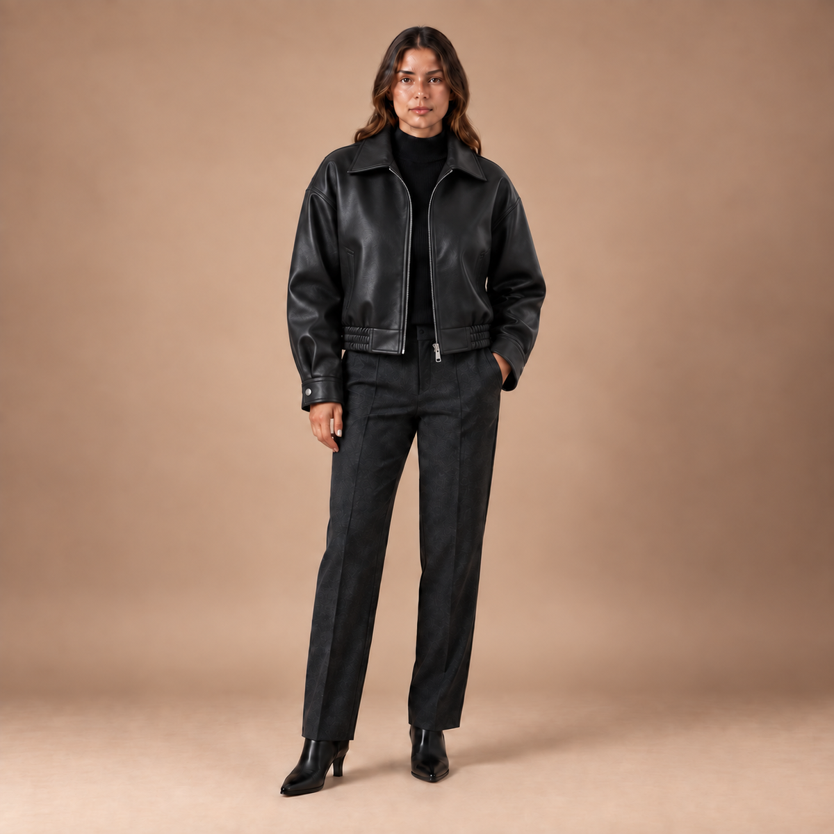 Loovay Evara Lederlook Blouson Jas