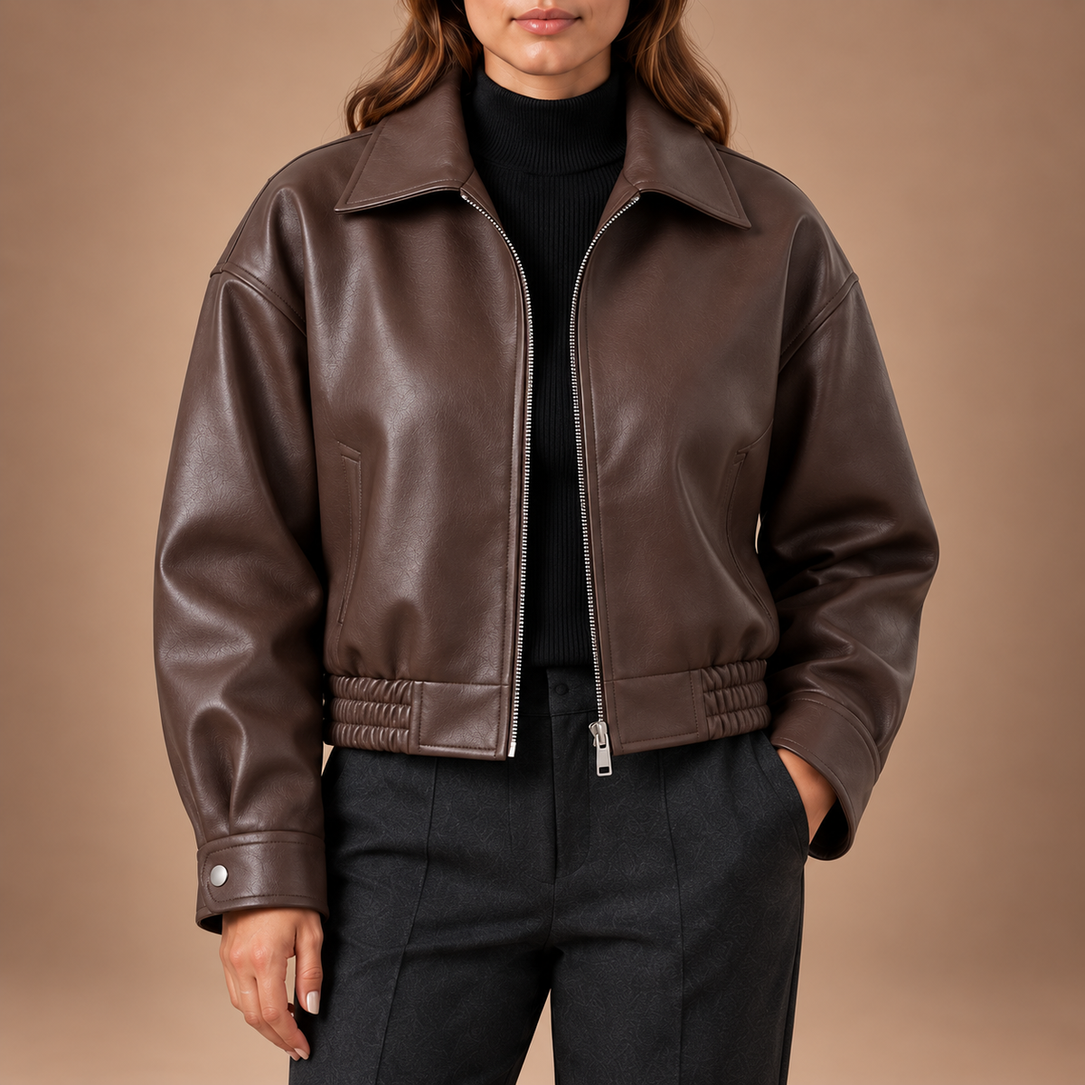Loovay Evara Lederlook Blouson Jas