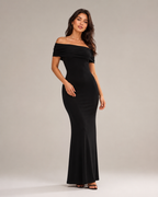 Loovay Orelisse Off-Shoulder Maxi-jurk met Open Rug
