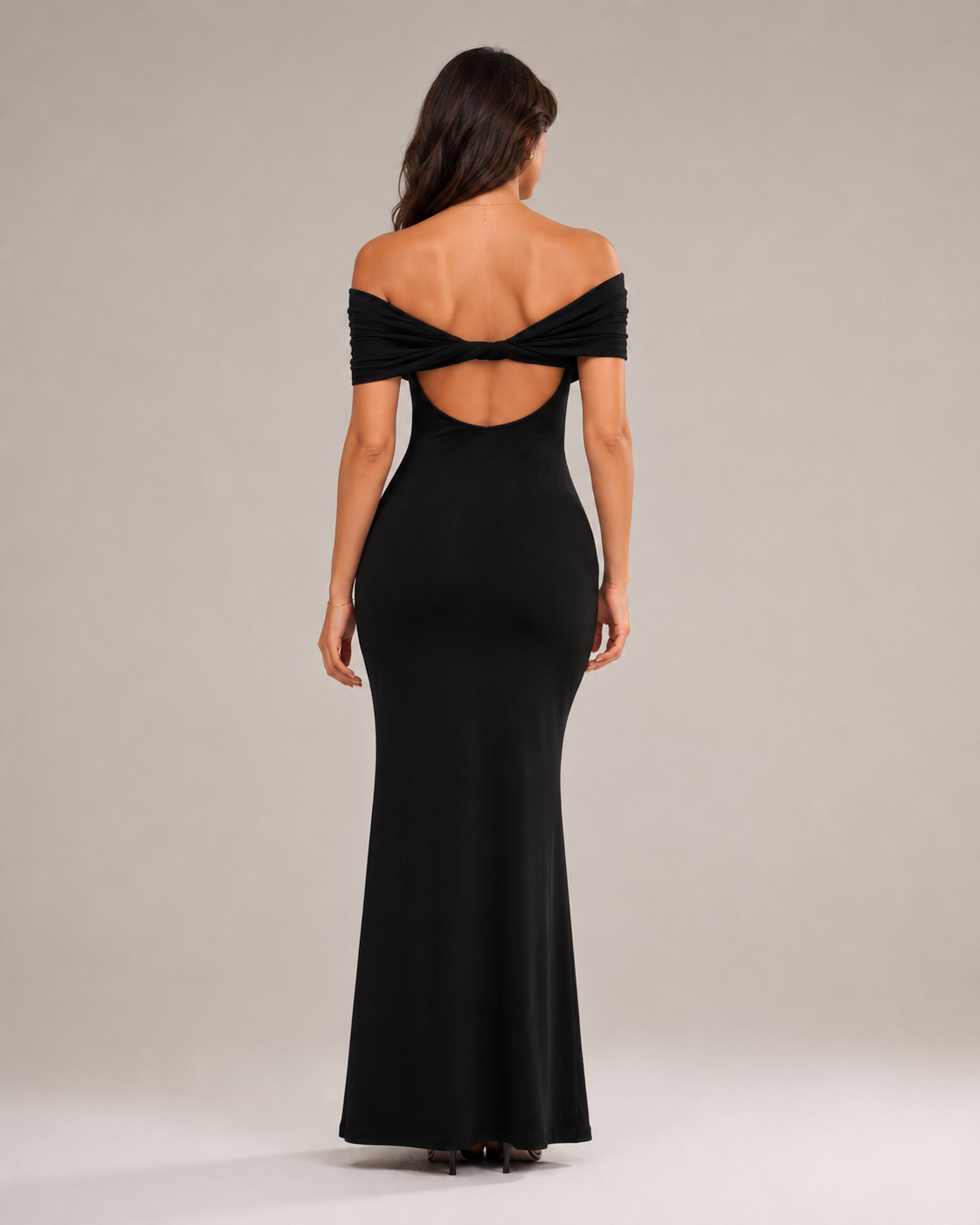 Loovay Orelisse Off-Shoulder Maxi-jurk met Open Rug