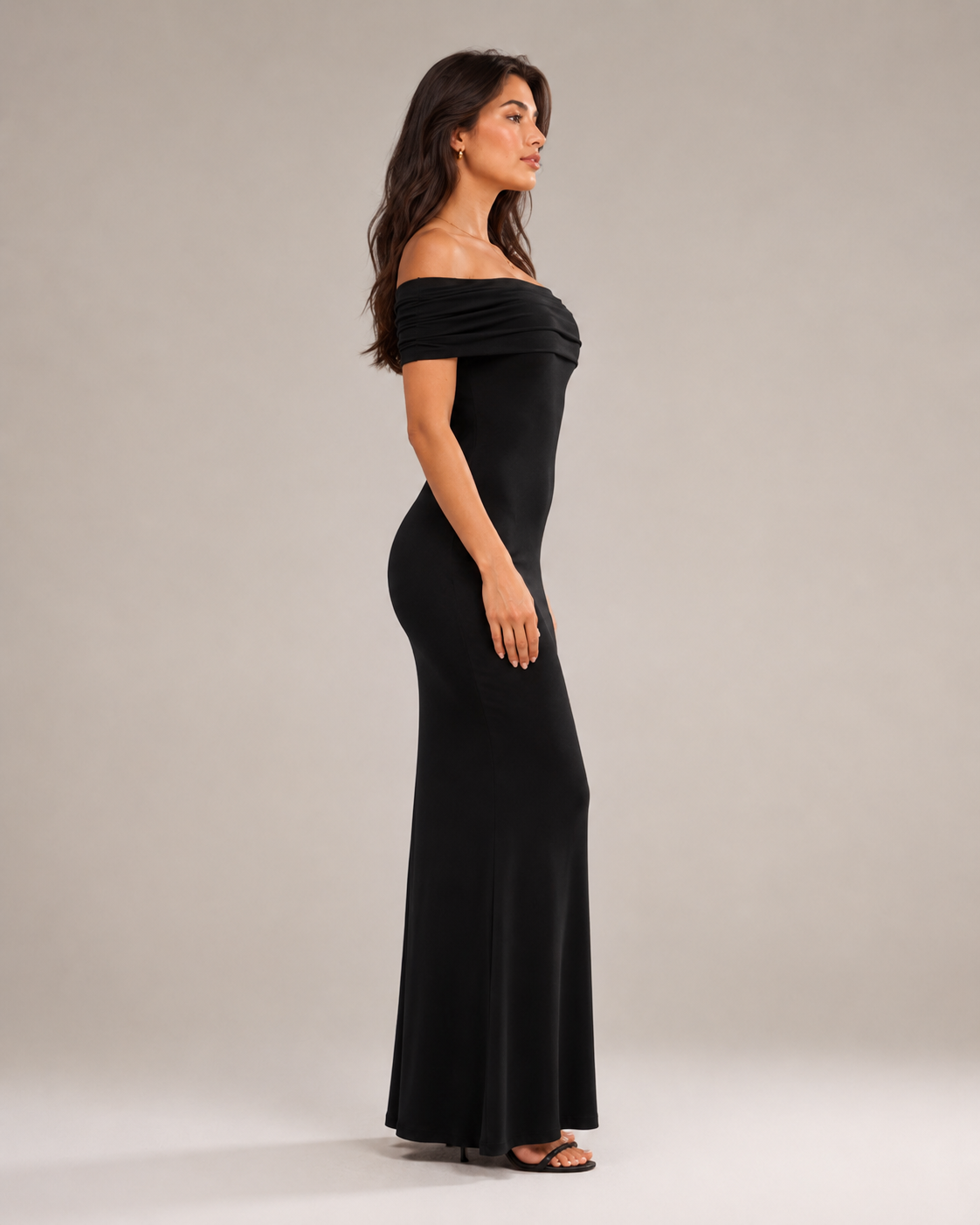 Loovay Orelisse Off-Shoulder Maxi-jurk met Open Rug