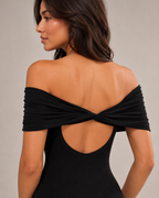 Loovay Orelisse Off-Shoulder Maxi-jurk met Open Rug