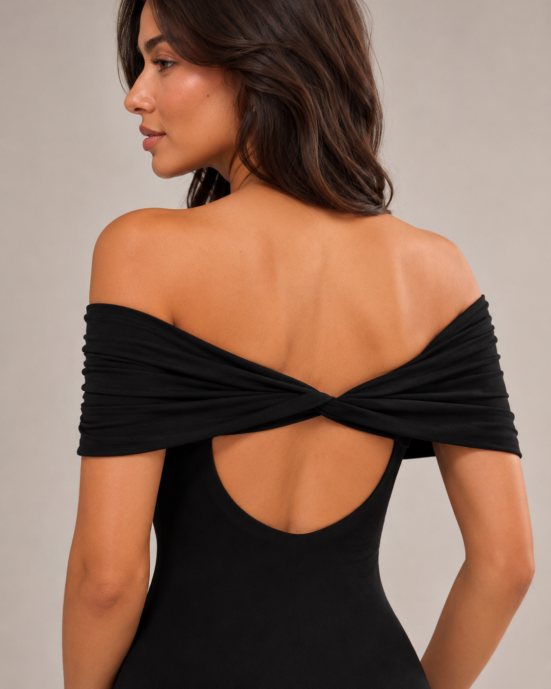Loovay Orelisse Off-Shoulder Maxi-jurk met Open Rug
