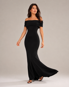 Loovay Orelisse Off-Shoulder Maxi-jurk met Open Rug