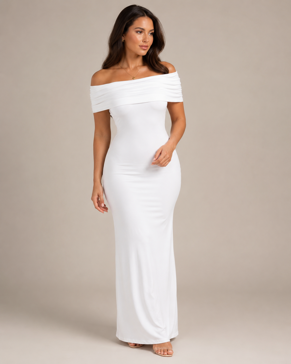 Loovay Orelisse Off-Shoulder Maxi-jurk met Open Rug