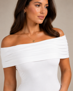 Loovay Orelisse Off-Shoulder Maxi-jurk met Open Rug